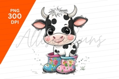 Cartoon Cow In Boots Clipart Png Image Product Image 1