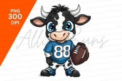 Cartoon Cow Football Player Clipart Png Product Image 1