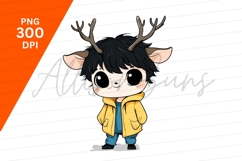 Cartoon Deer Boy In Yellow Jacket Clipart Product Image 1