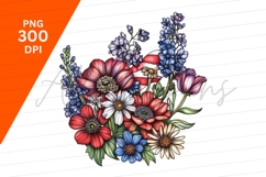 Floral Bouquet With American Flag Clipart Png Product Image 1
