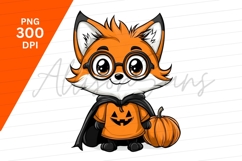 Cartoon Fox With Pumpkin Clipart Png Product Image 1
