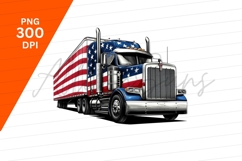 Patriotic Truck With American Flag Clipart Png Product Image 1