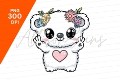 Cute Bear With Flowers Clipart Png Product Image 1