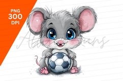 Cute Mouse Holding Soccer Ball Clipart Png Product Image 1