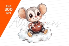Mouse With Football On Cloud Clipart Png Product Image 1