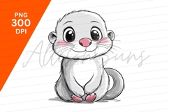 Cartoon Otter Clipart Adorable Animal Illustration Png Product Image 1