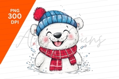 Happy Winter Bear Clipart Png Illustration Product Image 1