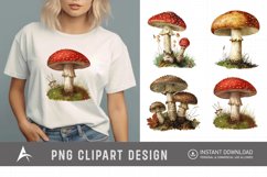 Watercolor Vintage Mushroom Sublimation Clipart Product Image 1