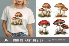 Watercolor Vintage Mushroom Sublimation Clipart Product Image 1