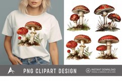 Watercolor Vintage Mushroom Sublimation Clipart Product Image 1