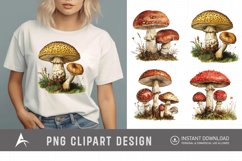 Watercolor Vintage Mushroom Sublimation Clipart Product Image 1