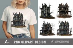 Watercolor Halloween Abandoned House Clipart Product Image 1