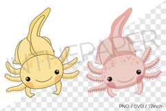 cute axolotl in pink yellow SVG PNG Clip art under the sea Product Image 1