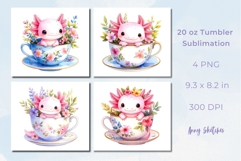 4 Cute Axolotl 20 oz Tumbler Wrap Sublimation Design Product Image 2