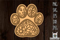 3D paw print paper cut SVG, Animal Paw layered cut file. Product Image 1