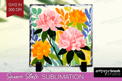 Azalea Modern Floral Slate PNG Sping Flower Square Slate Product Image 1