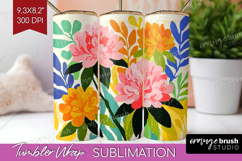 Azalea Modern Floral Tumbler Wrap Sping Flower Tumbler PNG Product Image 1