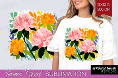 Azalea Modern Floral Square Tshirt Background Sping Flower Product Image 1