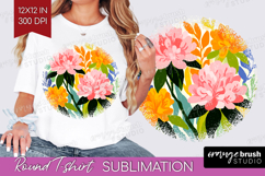 Azalea Modern Floral Round Tshirt Background Sping Flower Product Image 1