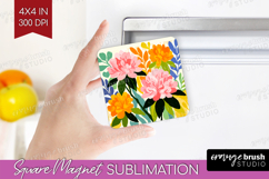 Azalea Modern Floral Magnet Sublimation Sping Flower Square Product Image 1
