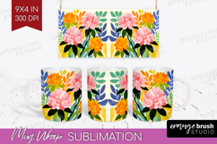 Azalea Modern Floral Mug Wrap Sping Flower Mug PNG Product Image 1