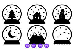 Black and white snow globe icon winter holiday vector Product Image 1