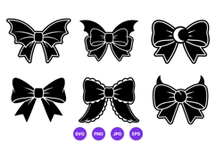 Black Silhouette Bow Vector with Moon Detail Product Image 1