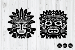 Tribal Aztec Mask SVG, Mayan Mask SVG, Aztec Silhouette SVG Product Image 1