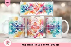 Aztec Mug Wrap Sublimation Designs, Country Mug Wrap, Aztec Png