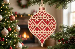 Aztec Pattern Christmas Ornament SVG Wood Laser Cut Product Image 2