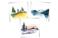 Watercolor minimalist landscape clipart - simple nature JPG Product Image 3