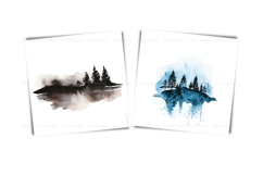 Watercolor minimalist landscape clipart - simple nature JPG Product Image 4
