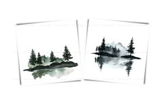 Watercolor minimalist landscape clipart - simple nature JPG Product Image 5