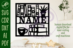 Book lovers square named wall sign or card topper svg Product Image 2