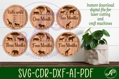 Safari animals themed Baby monthly milestone discs SVG laser Product Image 2