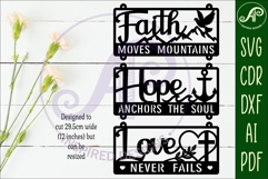 Bible quotes wall sign laser cut. Faith, Hope, Love Product Image 2