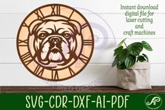English bulldog dog wall clock laser cut files, SVG Product Image 2