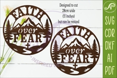 Faith Over Fear Mountain Wall Art SVG, Christian Laser Cut Product Image 2