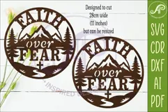 Faith Over Fear Mountain Wall Art SVG, Christian Laser Cut Product Image 2