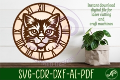 Cat Clock SVG, Cat Face Wall Clock Laser Cut Files Product Image 2