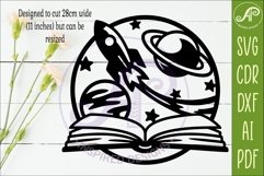 Space Book Wall Art SVG Laser Cut File Reading Decor Product Image 2