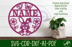 Cute Bunny themed name sign svg laser Product Image 2