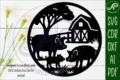 Pigs on the farm scene wall sign, SVG file. Product Image 2