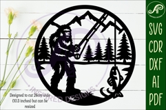 Bigfoot Fishing wall art sign, SVG file Product Image 2