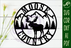 Moose country wall art sign, SVG file. vector Product Image 2