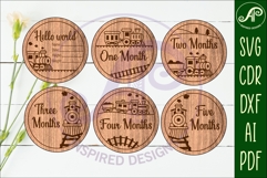 Train themed Baby monthly milestone discs SVG Product Image 2