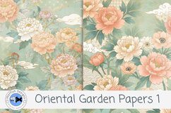 Oriental Garden Papers | Asian Floral Seamless Digital Paper Product Image 3