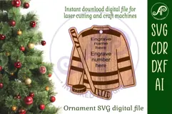 Ice Hockey shirt Christmas Ornament SVG laser cut Product Image 2