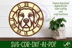 Golden labrador dog clock wall clock laser cut file Product Image 2