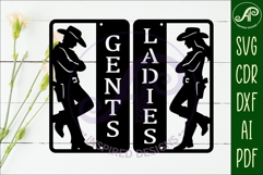 Western Bathroom Sign SVG Gents Ladies Product Image 2